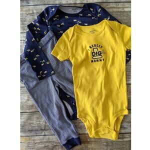 Carter's 3 piece matching set ne construction trucks 9m New